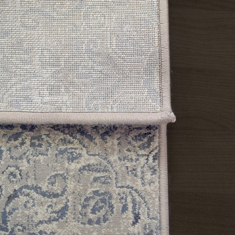 Tapis oriental argenté / gris Attell, Rectangle 2 pi 7 po x 4 pi 7 po