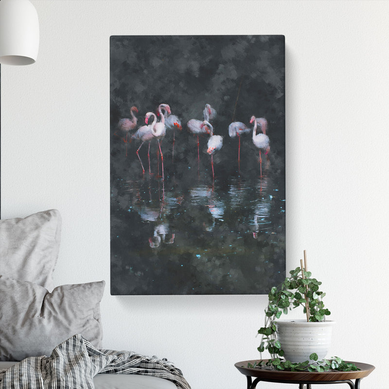 Reflection Of Flamingos - Wrapped Canvas, 76cm H x 50cm W x 3cm D