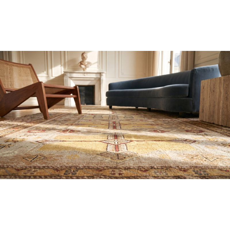Tapis ivoire antique en laine Shirvan