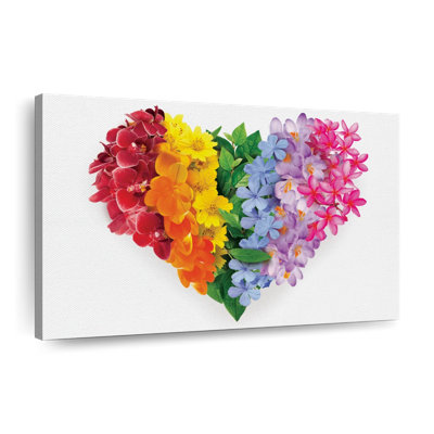 Rainbow Floral Heart Canvas Print