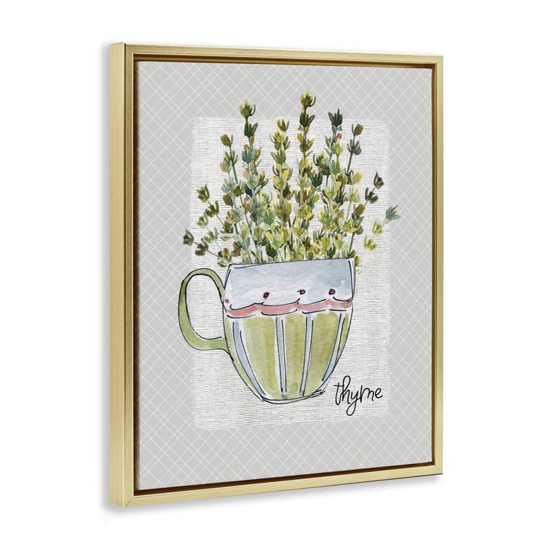 Cadre flottant Thym Herb, par Livi Finn, H 31 po x l 25 po, Cadre flottant métallique doré