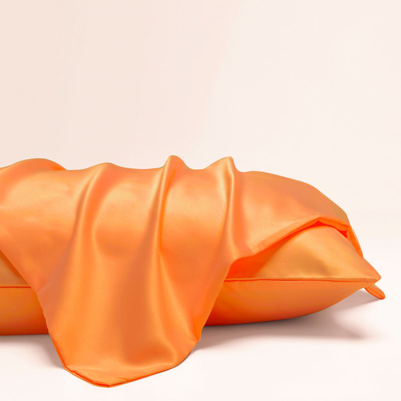 Taies d'oreiller en satin, taies d'oreiller à fermeture à glissière pour cheveux et peau - NTBAY, Grand, Orange