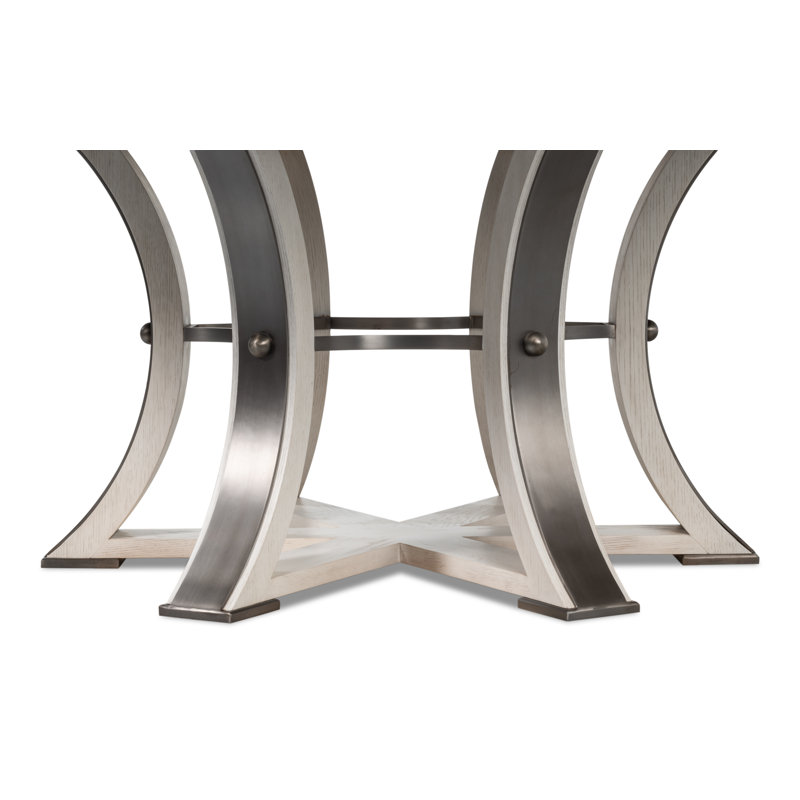 Tower Round Solid Oak Dining Table, Working White/Hammered
