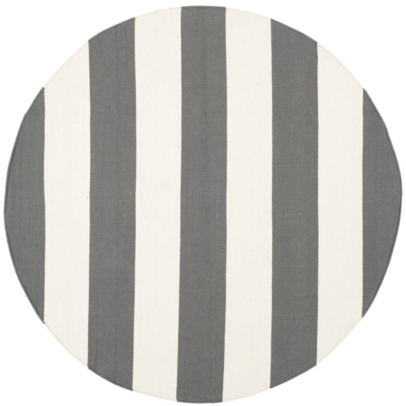 Parikh Hand Woven Cotton Striped Rug, Round 4'