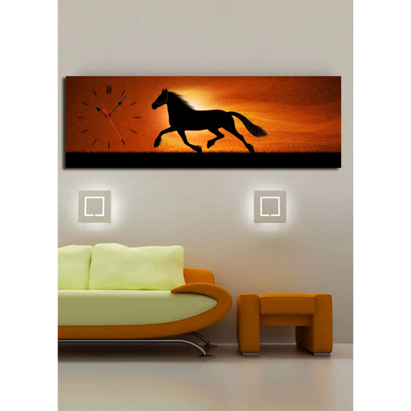 Horloge murale élégante en toile 11,8 po x 35,4 po | Toile 100% suède avec cadre 100% bois (épaisseur: 1,2 po) | Décoration élégante pour le salon, la chambre à coucher et le bureau, design intemporel
