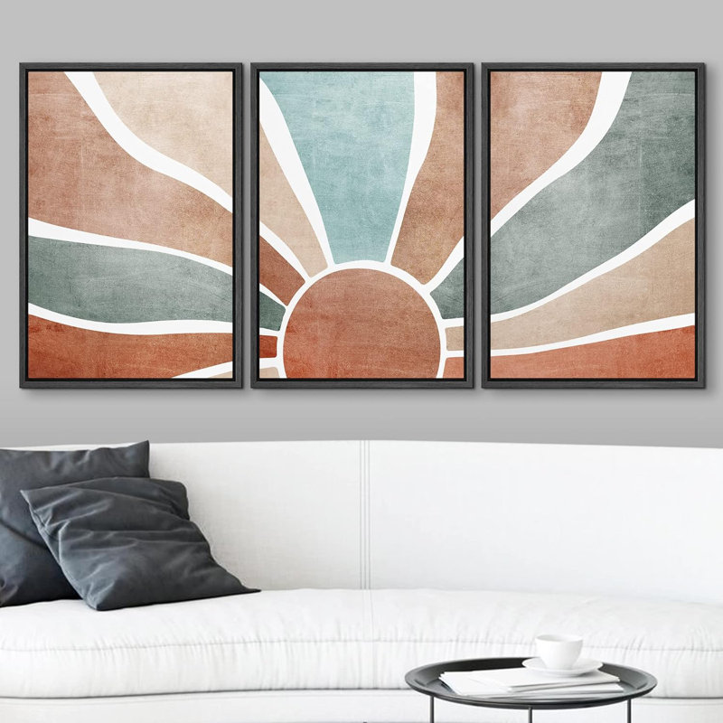 Sun Shine Mid-Century Modern Organic Abstract Neutral Decor, reproduction d'art encadrée sur toile