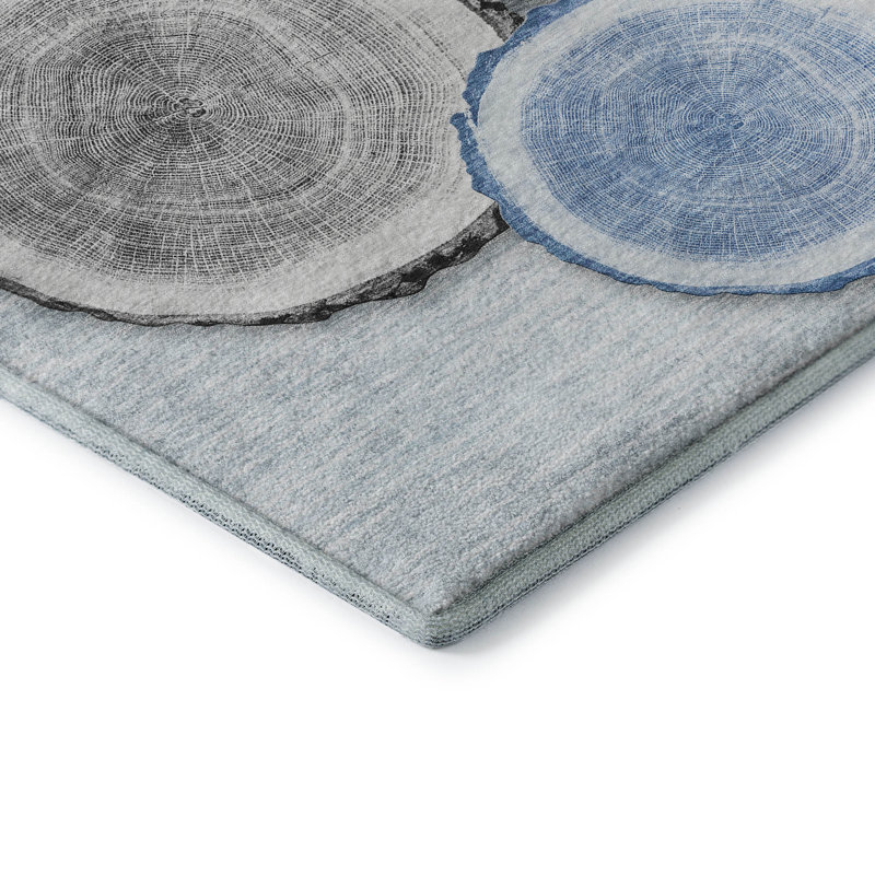 Tapis bleu Cerrito AMF575 lavable à la machine de qualité supérieure, Rectangle 9 pi x 12 pi