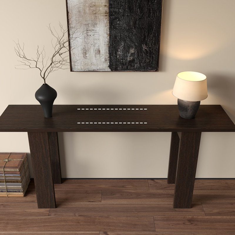 Console Mid-Century moderne en bois massif, H 31,5 po x l 70,9 po x P 13,8 po, Fumée