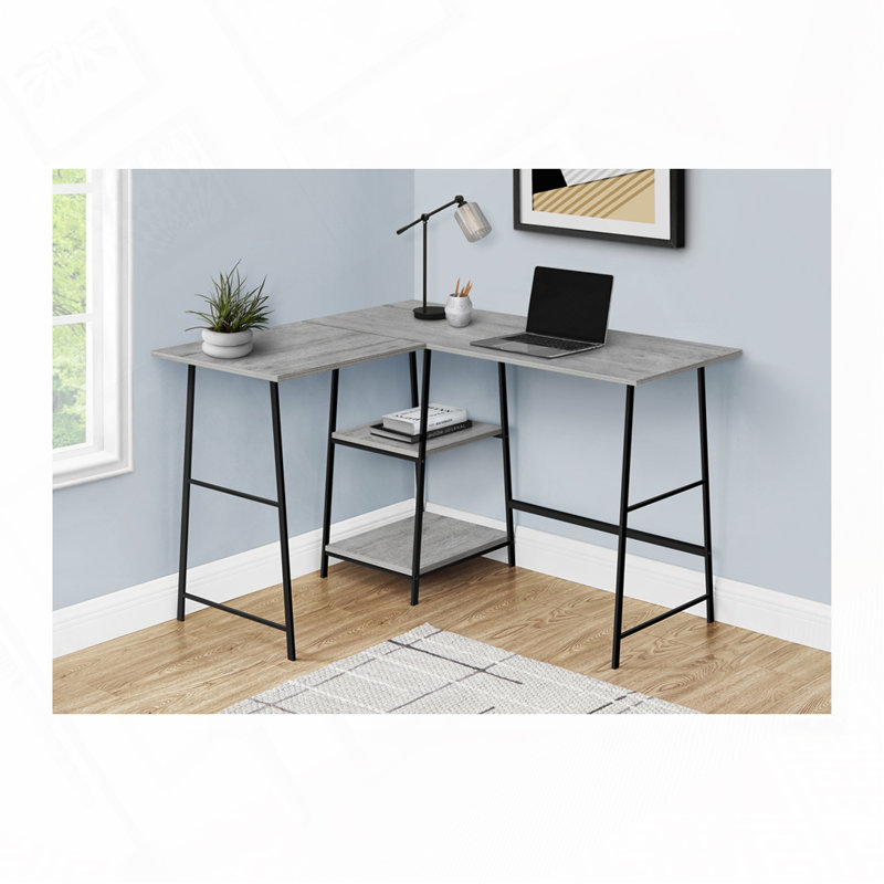 Bureau d'ordinateur en L Home Office, Gris / Noir