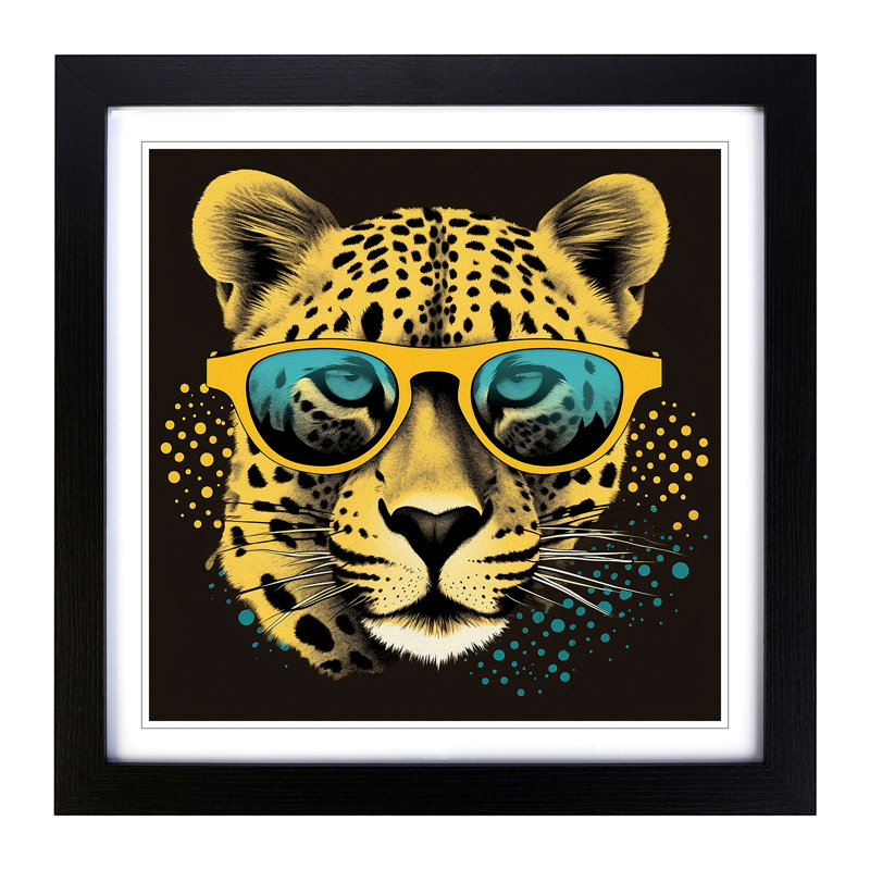 Cheetah Retro No.2 - Framed Print, Black