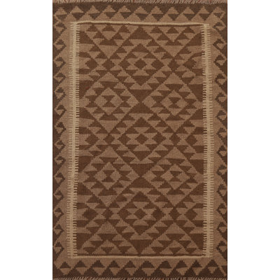 Brown Kilim Reversible Wool Area Rug 3x5