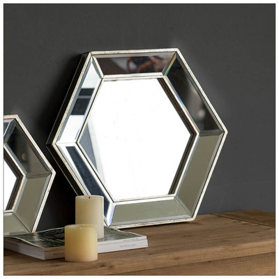 Miroir mural hexagonal au design contemporain en verre