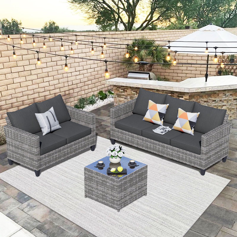 Vandell 5 - Person Patio Conversation Set with Cushions, Black