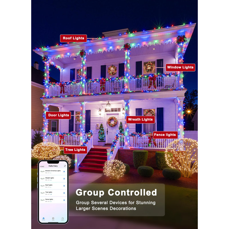 LED Color Changing Smart RGB Christmas Tree Edinger, 33Ft 100LED String Edinger, 16 Milion Adjustable Colors Fairy Edinger With Remote & Timer & Memory Function For Xmas Tree Holiday Party