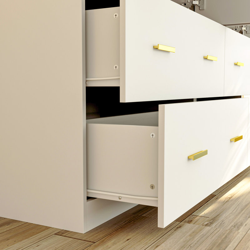 Grande armoire 63 "avec miroir et 4 tiroirs, Blanc