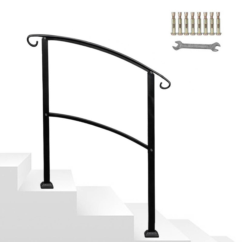 Rampe d'escalier réglable en métal de 1 à 3 marches Fegley, Blanc