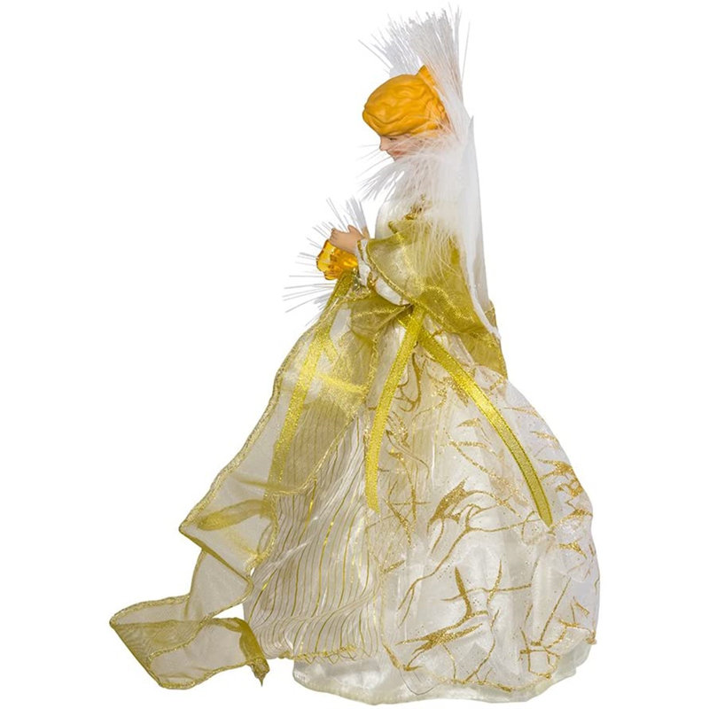 White Lace Lighted Angel Christmas Tree Topper