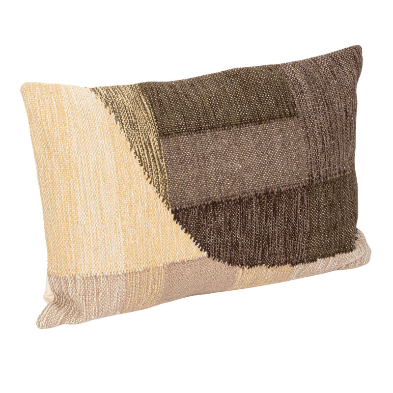 Multicolor Hand-Woven Fabric Abstract Lumbar Pillow