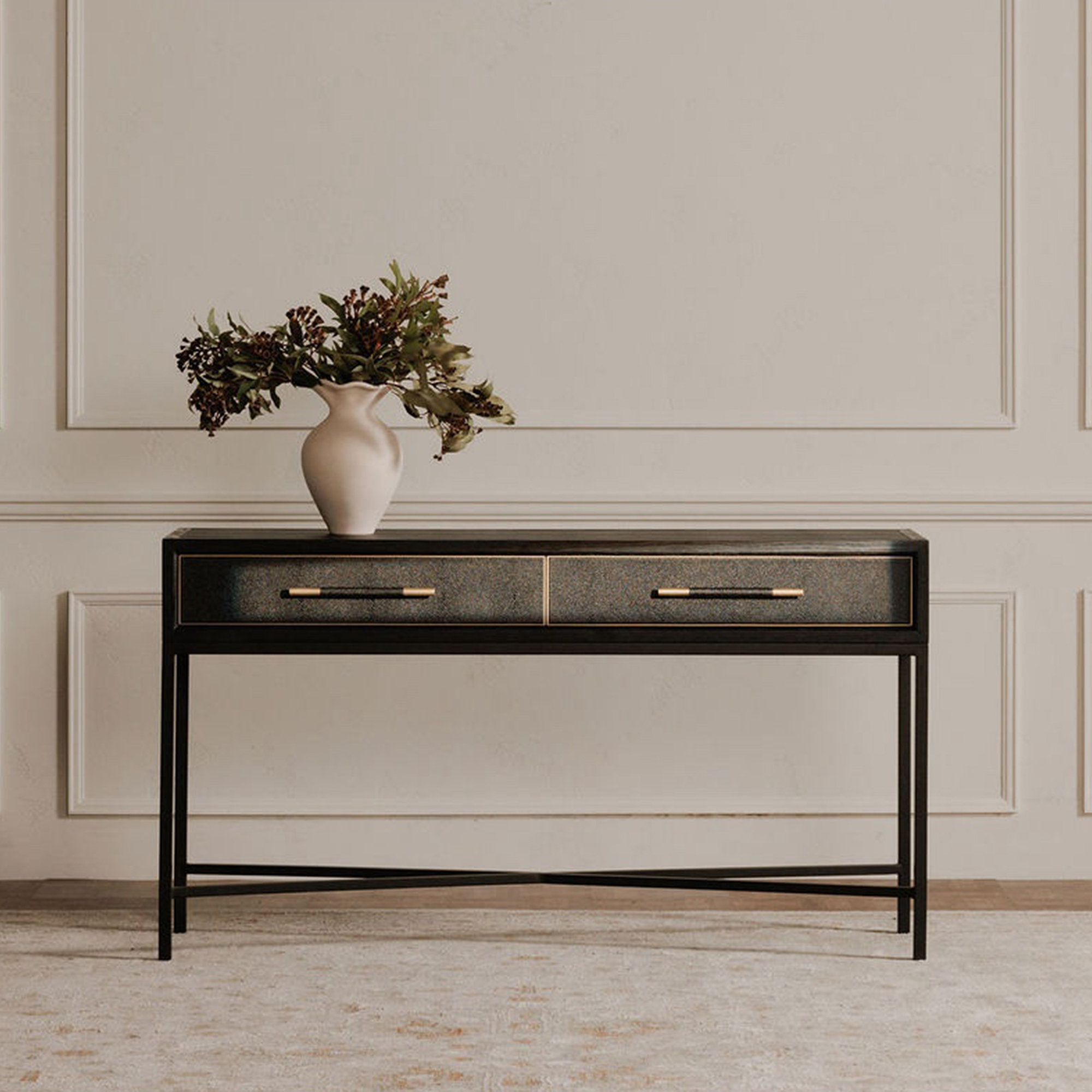 Meera 59" Console Table, Black, Black