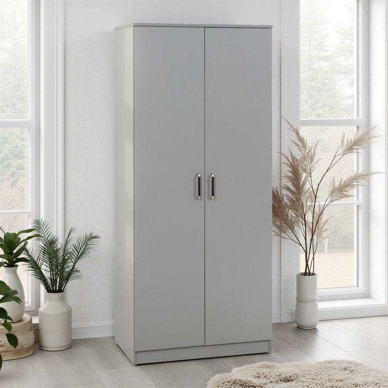 Sumrah 2 Door Manufactured Wood Wardrobe, Light Grey