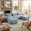 Canapé d'angle modulaire en velours côtelé en forme de U de 295 cm (116 po), avec assises profondes, mousse 32D et sans assemblage, bleu ciel-860751189