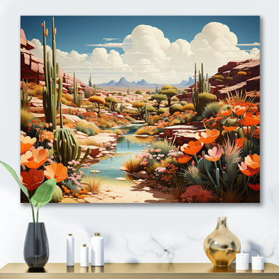 «Native Desert Oasis Blooms I» - art mural désert