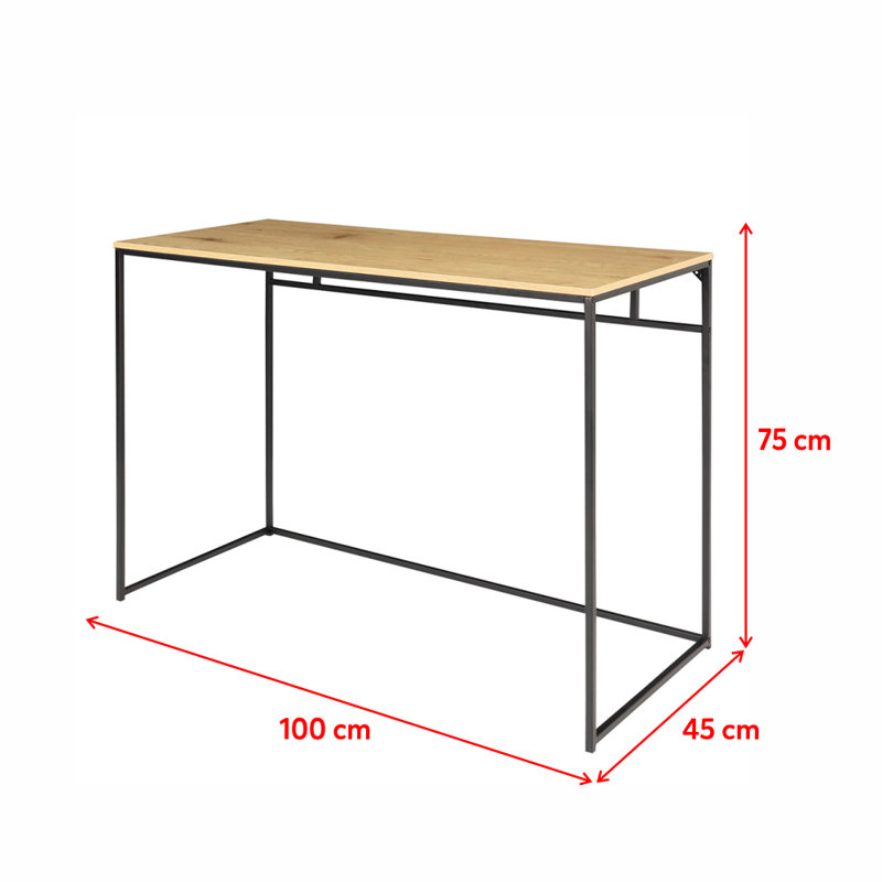 Kestwick Metal Base Writing Desk, Light Brown