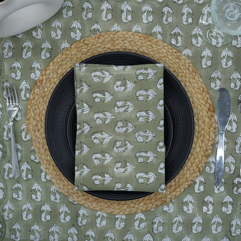 Ensemble de serviettes de table en coton 18 x 18 pouces Fab divine - Décoration de table écologique et élégante, Super Star, vert
