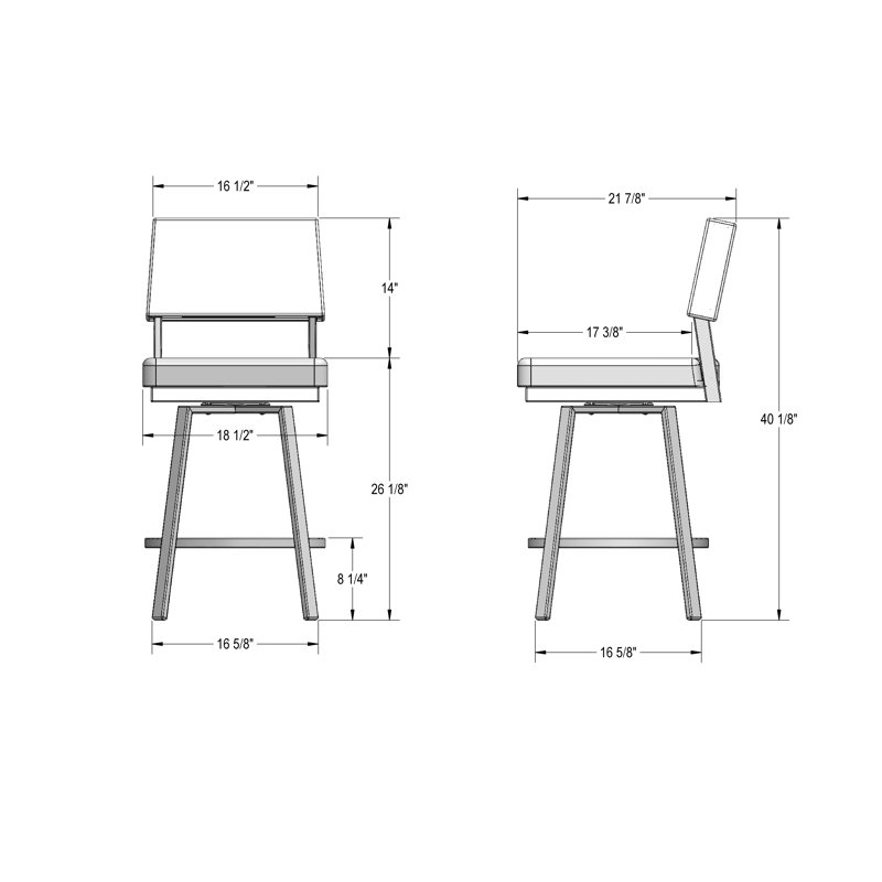 Tabouret de bar et de comptoir pivotant Amori, Noir, Noir, Tabouret de comptoir (siège d'une hauteur de 26,1
