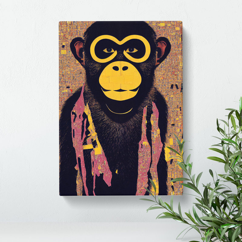 Monkey Abstract - Wrapped Canvas Print, 50cm H x 35cm W x 3cm D
