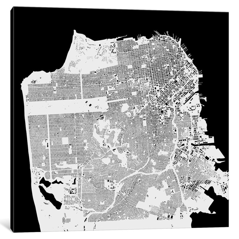 « san francisco », impression sur toile tendue encadrée de blanc, H 18 po x l 18 po x P 1,5 po, Toile avec cadre noir