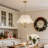 15 Inch 3-Light Modern Glass Chandelier With Water Ripple Glass Shade, Rustic Farmhouse Round Drum Pendant For Kitchen Island
