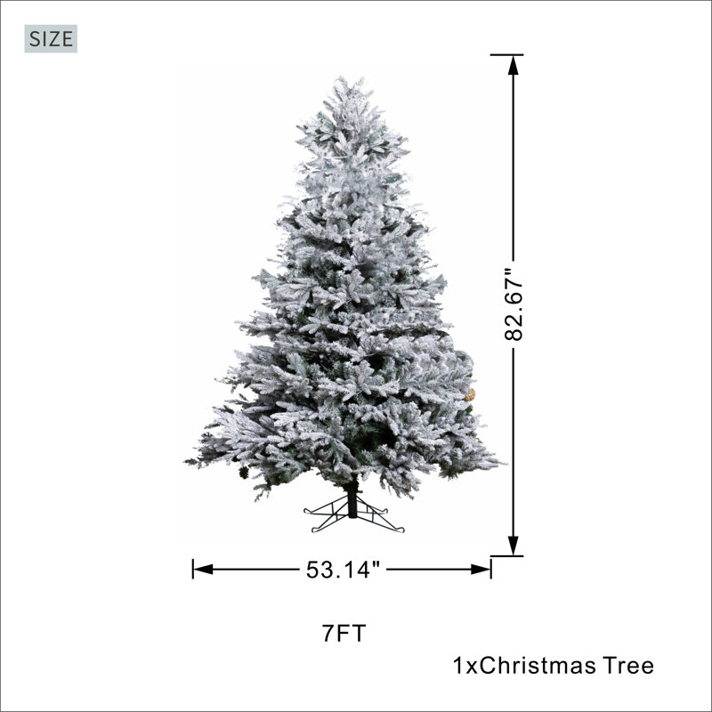 Arbre de Noël pin floqué, 7 pi