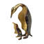 Ensemble de figurines de pingouins (parent et bébé) en aluminium moulé, doré, marron et turquoise, 25 cm de hauteur