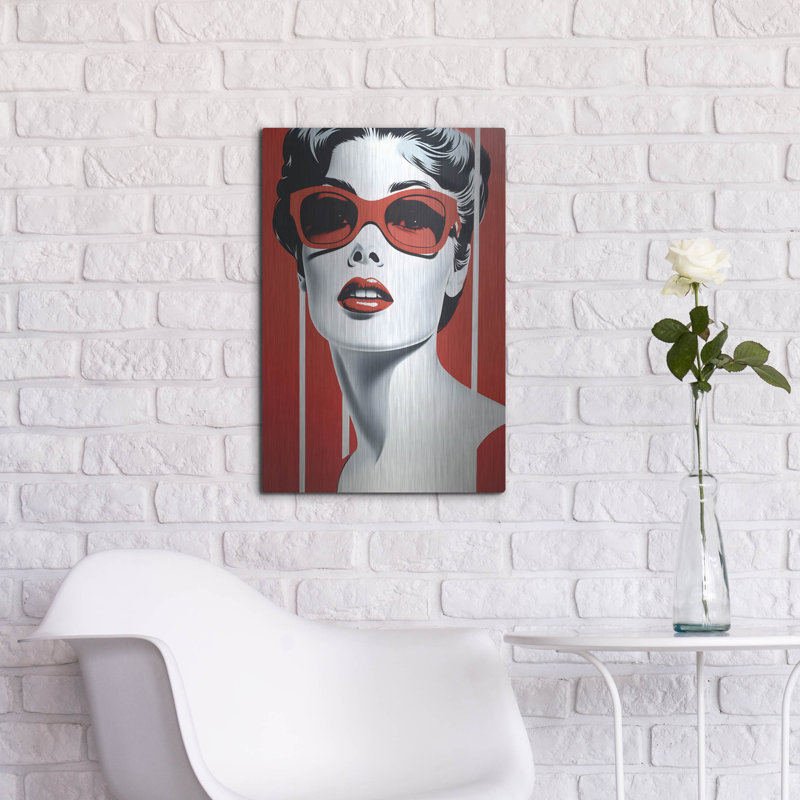 Art mural en métal «Lady In Red» par Andreas Magnusson par George Oliver, H 24 po x l 16 po