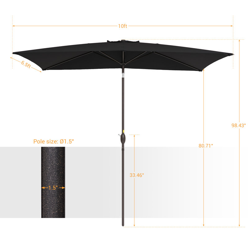 Parasol de marché Doray, Noir, noir, noir, noir