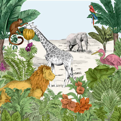 Art for the Home Watercolour Jungle 3m x 2.8m Wall Mural