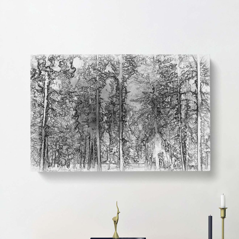 Montana Forest in Abstract - Wrapped Canvas Drawing - Wrapped Canvas, 40cm H x 60cm W x 3cm D