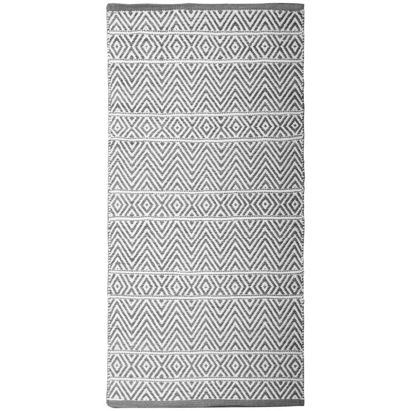 Shannock Chevron Cotton Gray Area Rug, Runner 1'10" x 6'