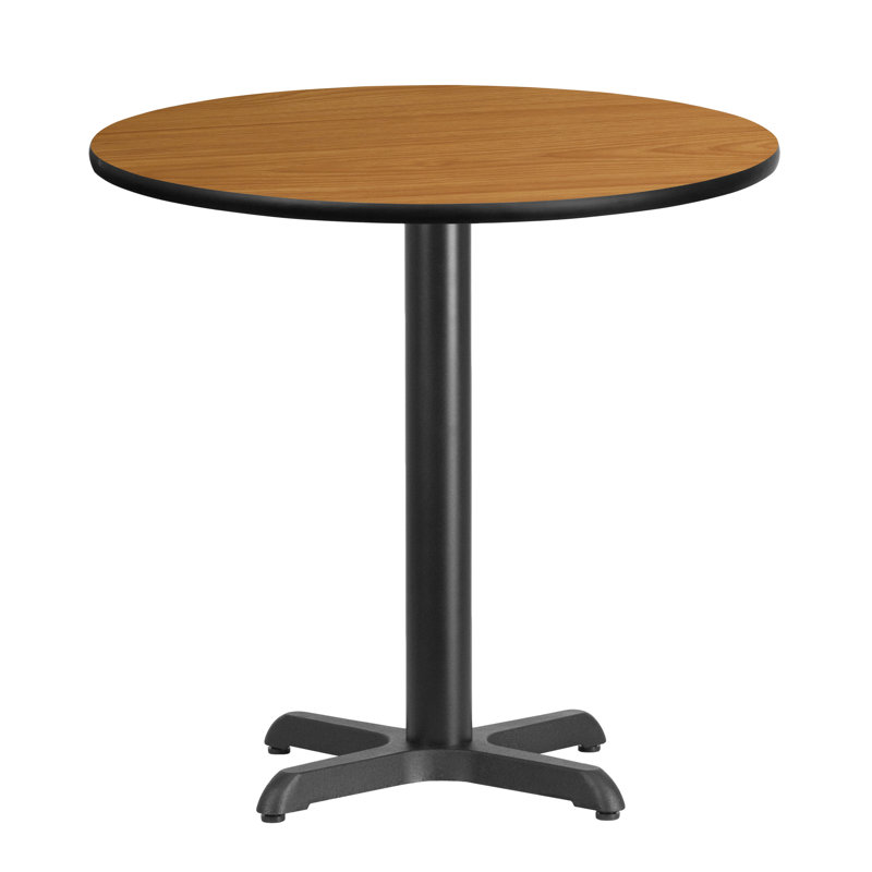 Carrus Round Laminate Table Top with Height Table Base, 31.13" H x 30" W x 30" D, Natural