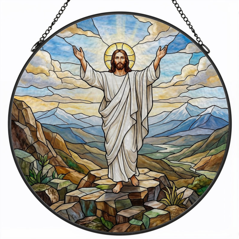 Panneau de vitrail Jésus Christ ， 7,8 H, H 7,8 po