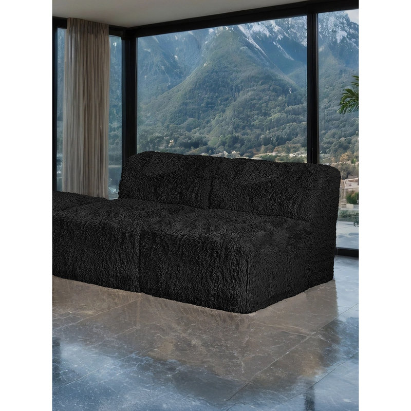 Canapé modulaire modulaire, Black faux fur,Foam