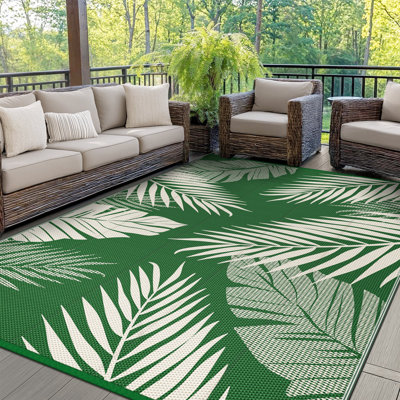 Reversible Outdoor Green Waterproof Plastic Mat, Recycled P.E.T Rug