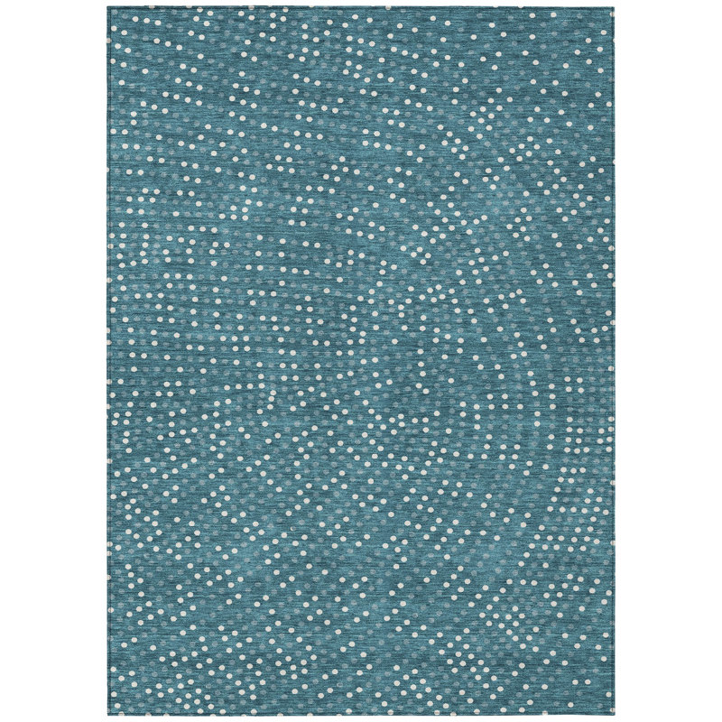 Mirelia Teal Washable Indoor-Outdoor Rug - , 2'6" x 3'10"
