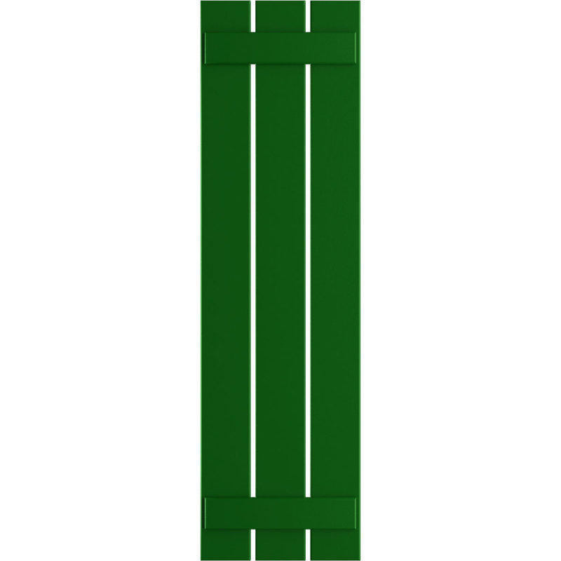 Volets en PVC True Fit à trois planches espacées, Vert viridien, H 33 po x l 17,125 po x P 0,625 po