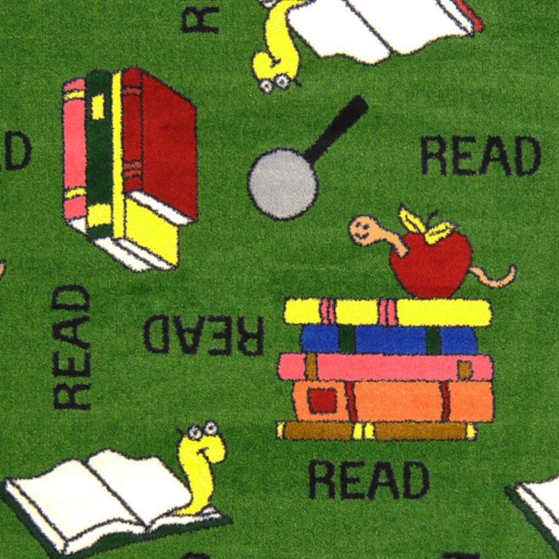 Tapis éducatif rat de bibliothèque, Rectangle 3 pi 10 po x 5 pi 4 po, Vert