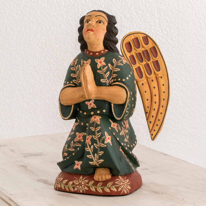 Figurine en bois fait main ange Dhyana