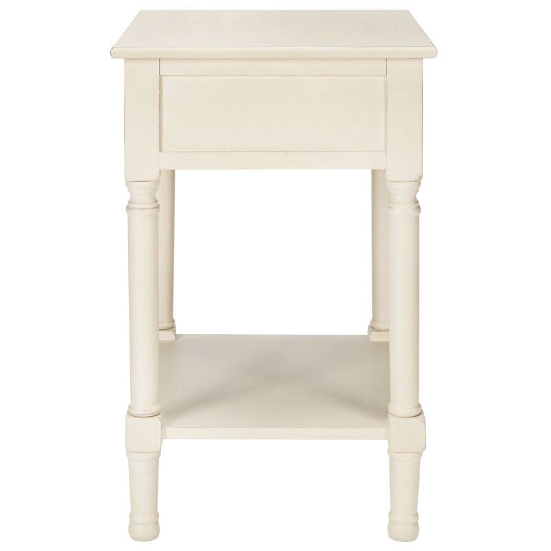 Table de bout avec rangement Russ, Blanc vieilli
