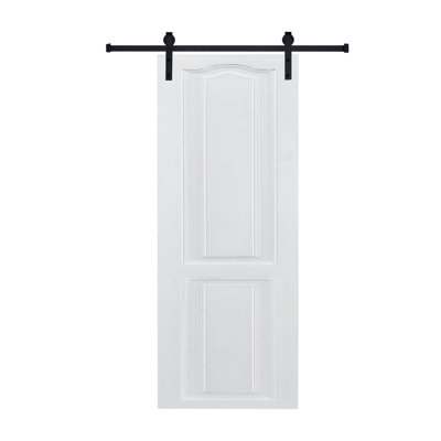 CNC crafted modern door 3/4" thick 36 in. x 80 in. MDF White Barn Sliding Door With Hardware kit