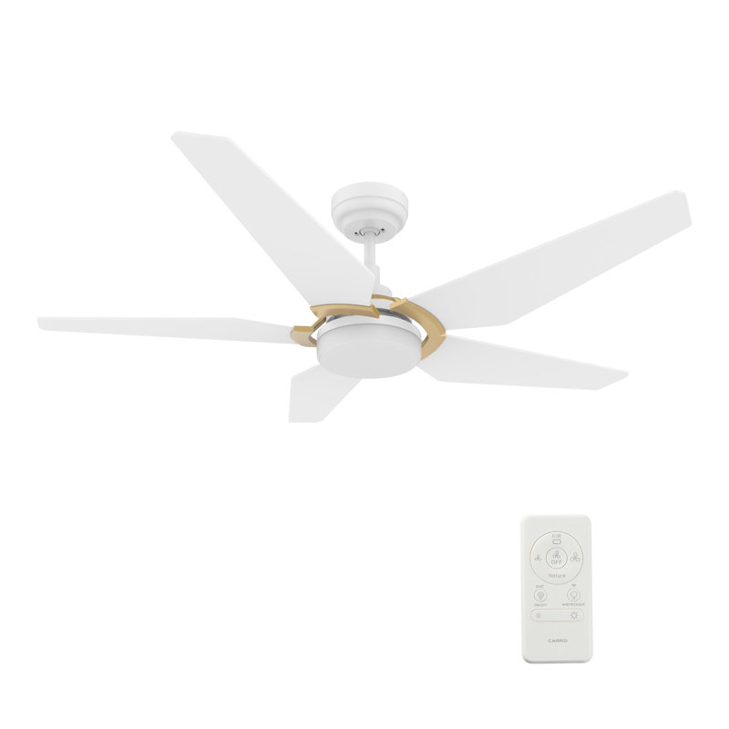 Ventilateur de plafond intelligent Woodrow de 52 pouces avec télécommande, ensemble d'éclairage inclus, fonctionne avec l'assistant Google, Amazon Alexa et les raccourcis Siri.